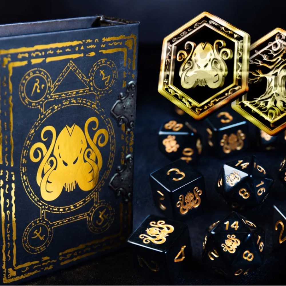 Elder Dice -Onyx & Gold, DnD